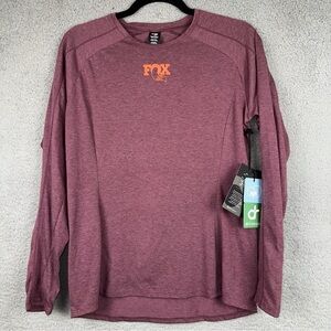 RideFox Top Womens Medium Mauve Long Sleeve Front Back Logo T-Shirt NEW
